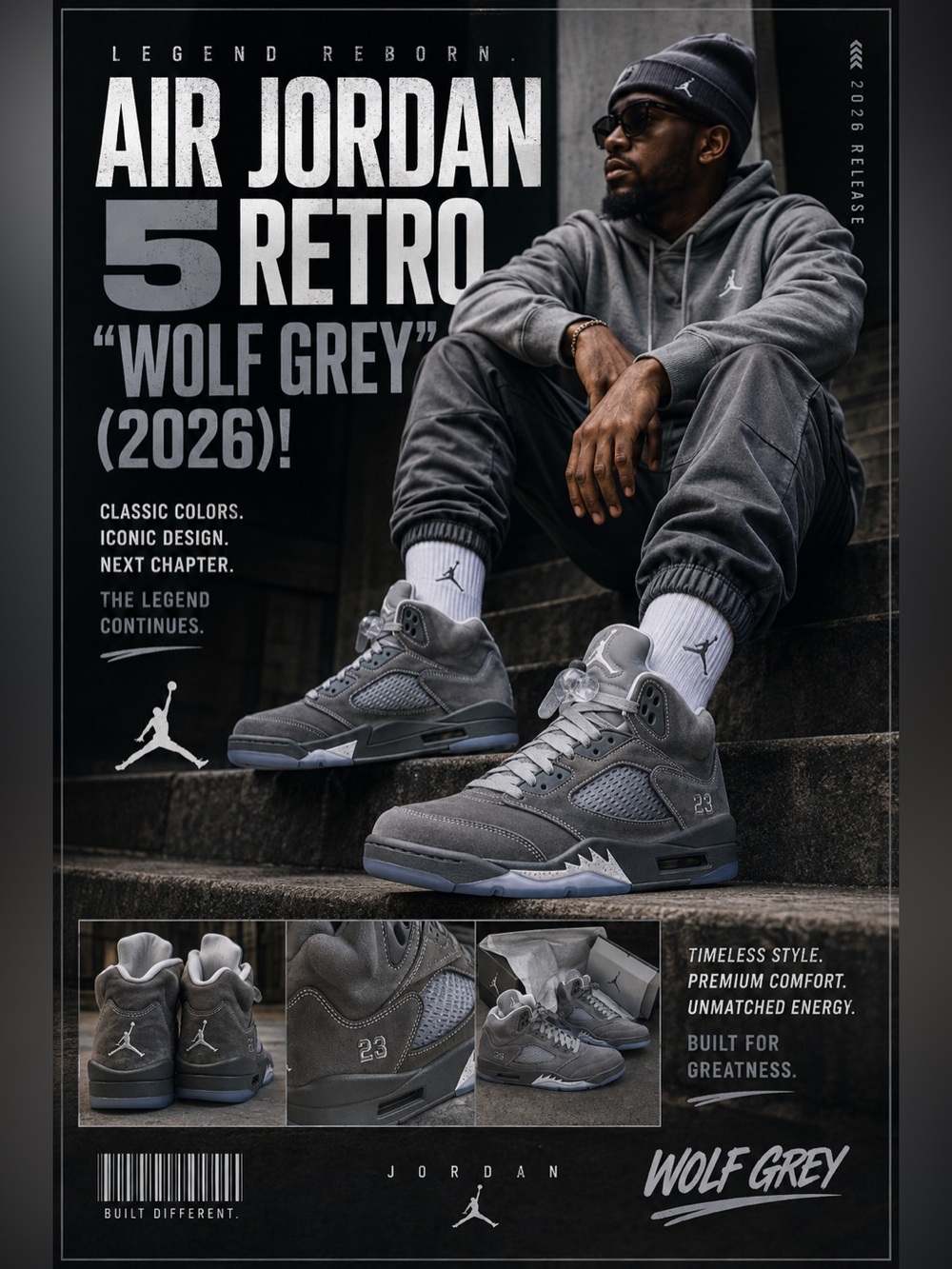 New! Air Jordan 5 Retro “Wolf Grey” (2026)! Authentic!